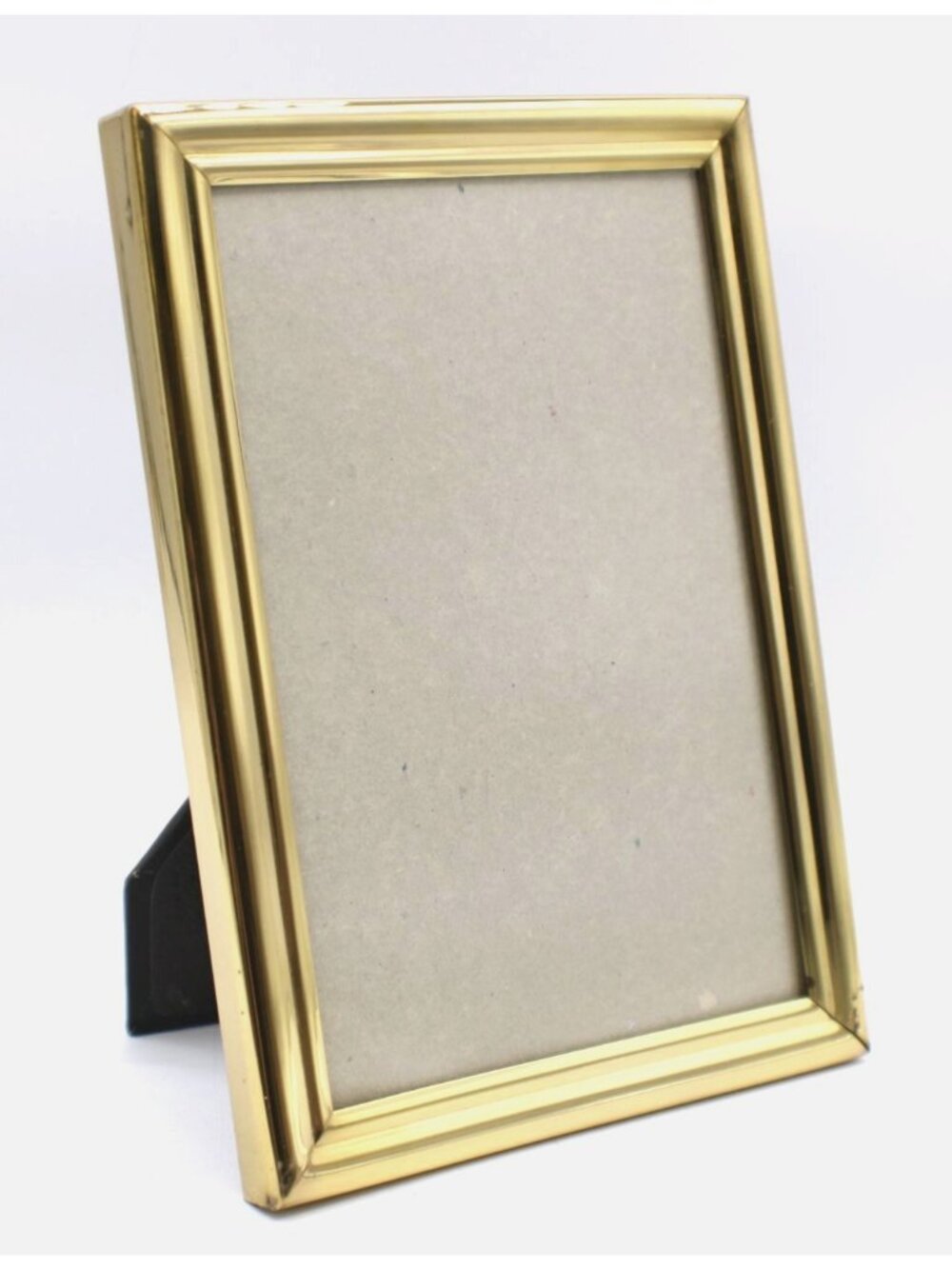 Brass Framed 5x7 Picture Frame Black Easel Back Tabletop Or Wall Display Vtg
